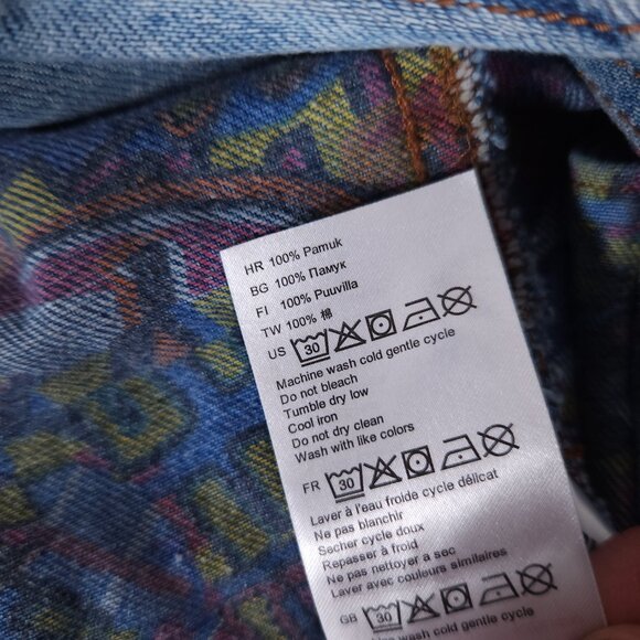 RVCA Grillo Special Edition Denim Jacket Womens XS Pockets Artsy Interior Jean - Picture 12 of 13